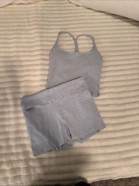 PINK Victoria's Secret Light Blue Crop Tank & Shorts Set
